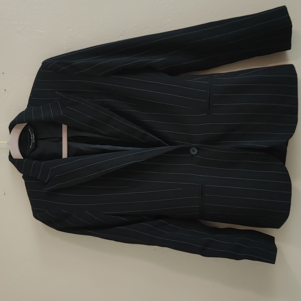 Norma Kamali Black Pinstripe Blazer Size 8